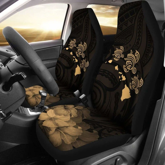 Hawaii Hibiscus Map Polynesian Ancient Blue Gold Car Set Covers - 232125 - YourCarButBetter