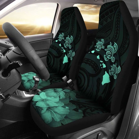 Hawaii Hibiscus Map Polynesian Ancient Turquoise Turtle Car Set Covers - New - Awesome 091114 - YourCarButBetter