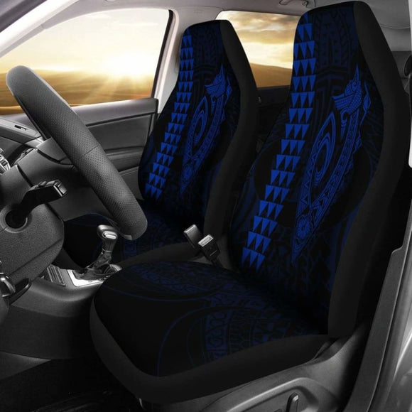 Hawaii Kakau Makau Fish Hook Polynesian Car Seat Covers - Blue 105905 - YourCarButBetter