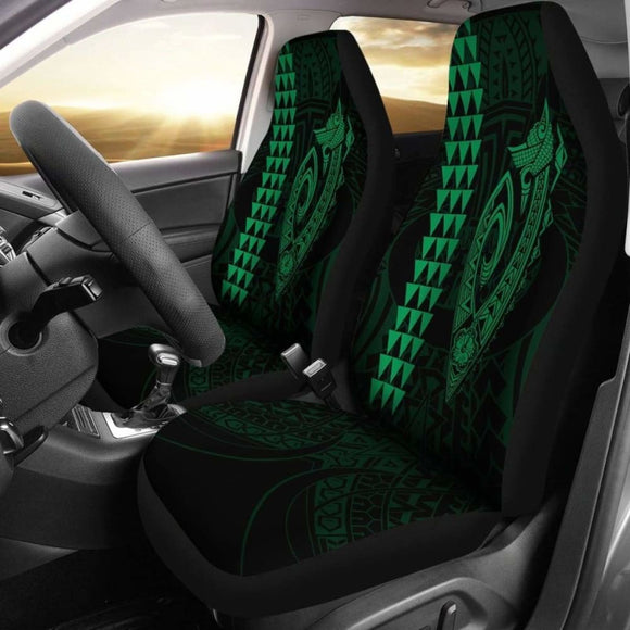 Hawaii Kakau Makau Fish Hook Polynesian Car Seat Covers - Green 105905 - YourCarButBetter