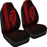 Hawaii Kakau Makau Fish Hook Polynesian Car Seat Covers - Red 105905 - YourCarButBetter