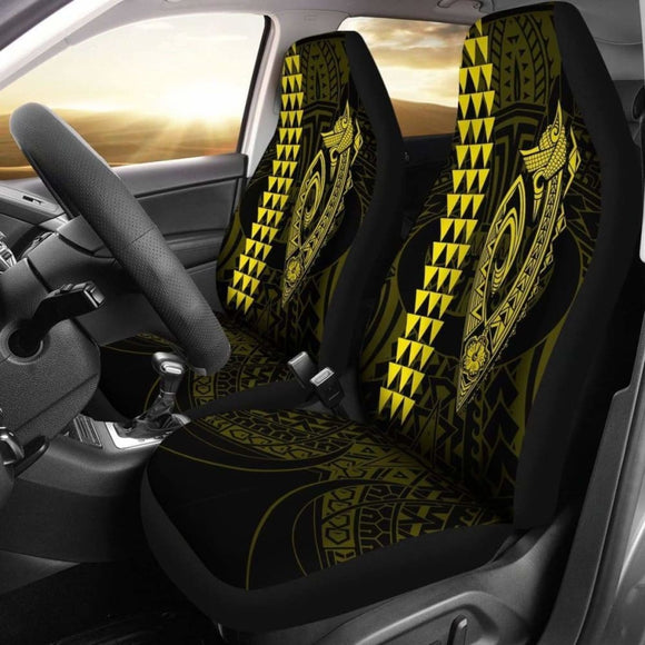 Hawaii Kakau Makau Fish Hook Polynesian Car Seat Covers - Yellow 105905 - YourCarButBetter