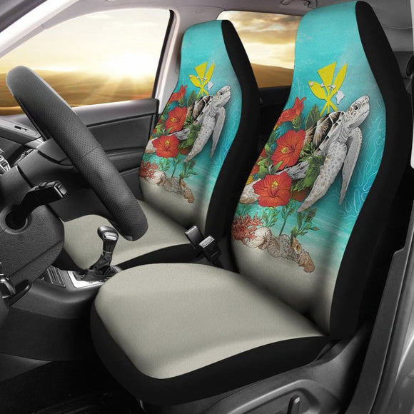 Hawaii Kanaka Maoli Amazing Sea Shell Turtle Hibiscus Car Seat Covers 213005 - YourCarButBetter