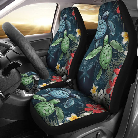 Hawaii Kanaka Maoli Amazing Sea Turtle Hibiscus Car Seat Covers 213005 - YourCarButBetter