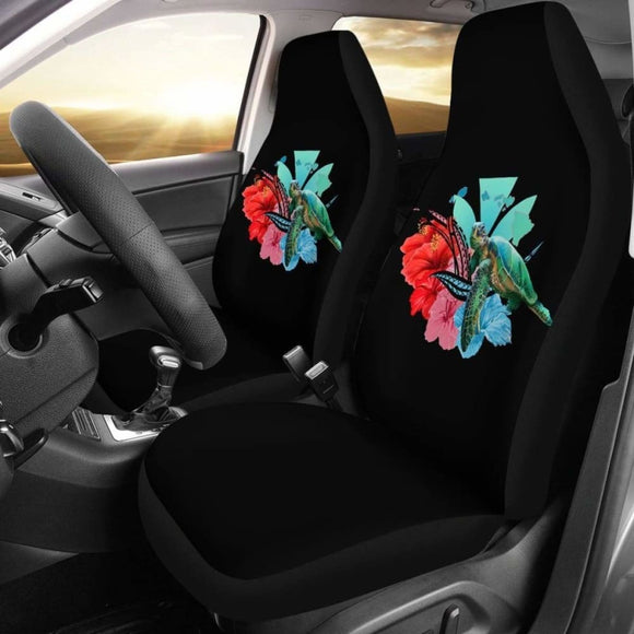 Hawaii Map Kanaka Sea Turtle Hibiscus Car Seat Covers - New - Blue Pink - 091114 - YourCarButBetter
