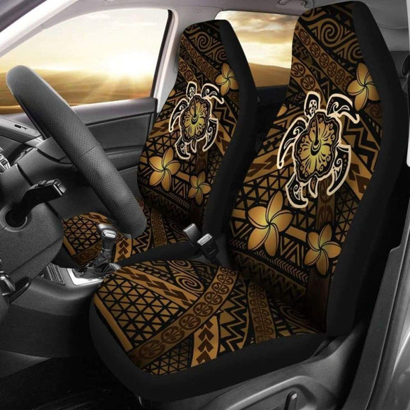 Hawaii Mix Polynesian Turtle Plumeria Car Seat Covers - Brown - 091114 - YourCarButBetter