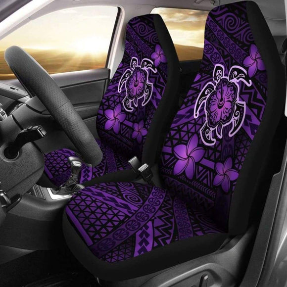 Hawaii Mix Polynesian Turtle Plumeria Car Seat Covers - Purple - 091114 - YourCarButBetter