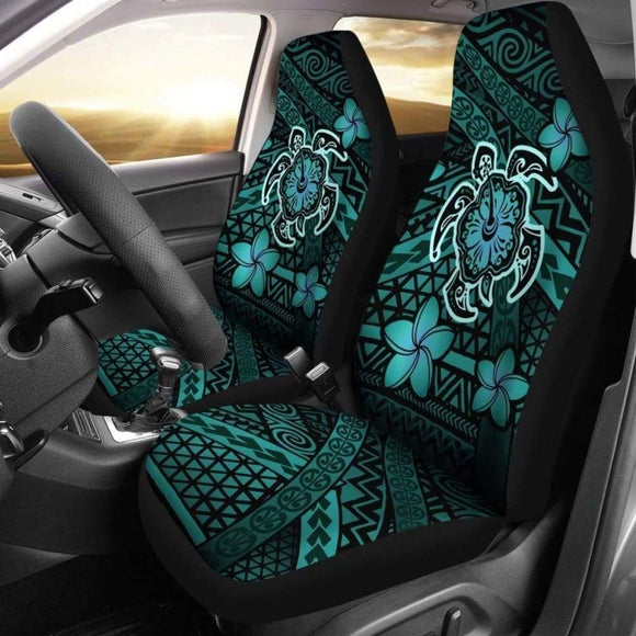 Hawaii Mix Polynesian Turtle Plumeria Car Seat Covers - Turquoise - 091114 - YourCarButBetter