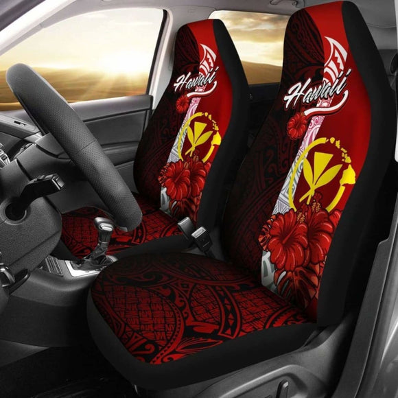 Hawaii Polynesian Car Seat Covers - Coat Of Arm With Hibiscus - 232125 - YourCarButBetter