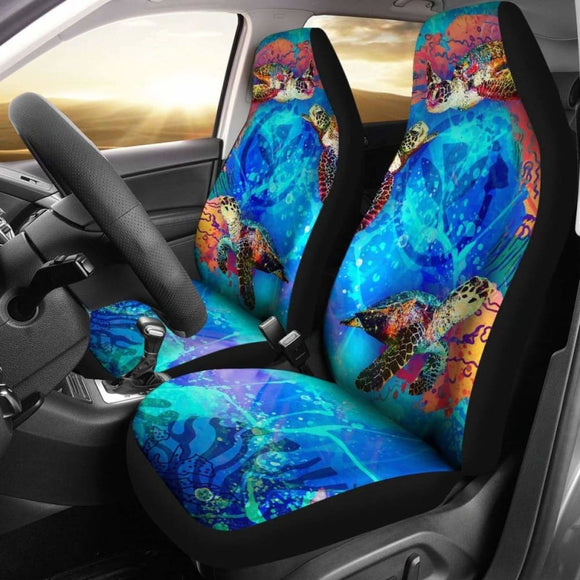 Hawaii Polynesian Car Seat Covers - Kanaka Maoli Sea Turtle Coral Treasure - Amazing 091114 - YourCarButBetter