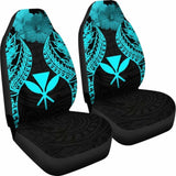 Hawaii Polynesian Car Seat Covers Pride Seal And Hibiscus Neon Blue - 232125 - YourCarButBetter