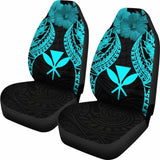 Hawaii Polynesian Car Seat Covers Pride Seal And Hibiscus Neon Blue - 232125 - YourCarButBetter