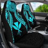 Hawaii Polynesian Car Seat Covers Pride Seal And Hibiscus Neon Blue - 232125 - YourCarButBetter