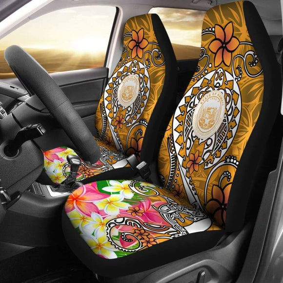 Hawaii Polynesian Car Seat Covers - Hawaii Seal With Turtle Plumeria (Gold) - 091114 - YourCarButBetter