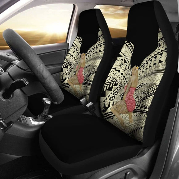 Hawaii Polynesian Hula Girl Wearing Plumeria Car Seat Covers 105905 - YourCarButBetter