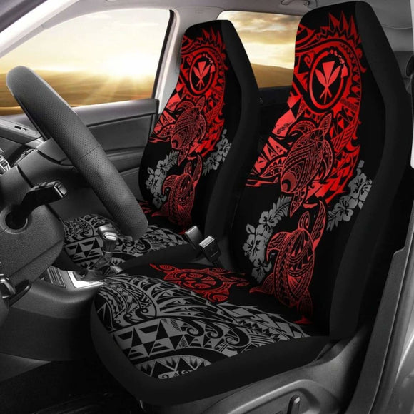 Hawaii Polynesian Seat Covers - Red Kanaka Maoli Turtle Tattoo Hibiscus Turtle Flowing - Amazing 091114 - YourCarButBetter
