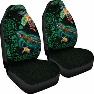 Hawaii Tiki Polynesian Car Seat Cover - Turtle Mix Hibiscus Green Awesome 091114 - YourCarButBetter