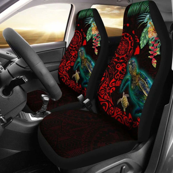 Hawaii Tiki Polynesian Car Seat Cover - Turtle Mix Hibiscus Red Awesome 091114 - YourCarButBetter