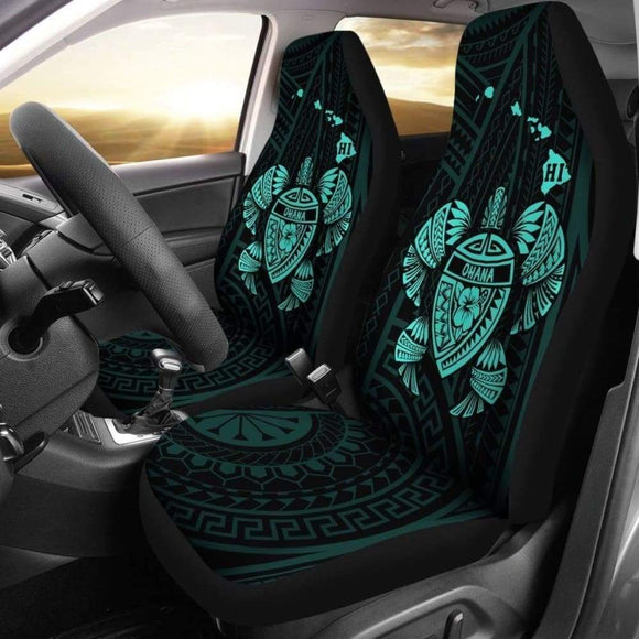 Hawaii Turtle Hibiscus Map Car Seat Covers - Turquoise - New - 091114 - YourCarButBetter