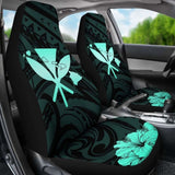 Hawaiian Kanaka Car Seat Covers Hibiscus Polynesian Love Turquoise 232125 - YourCarButBetter