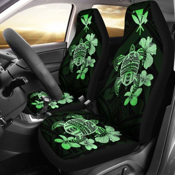 Hawaiian Kanaka Hibiscus Plumeria Mix Polynesian Turtle Car Seat Covers Green New Awesome 091114 - YourCarButBetter