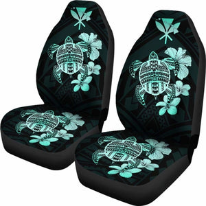 Hawaiian Kanaka Hibiscus Plumeria Mix Polynesian Turtle Car Seat Covers Turquoise New Awesome 091114 - YourCarButBetter