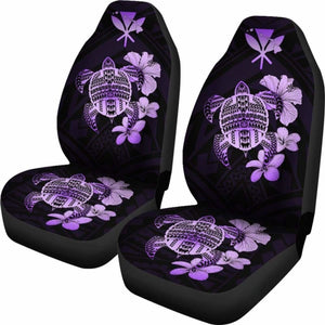 Hawaiian Kanaka Hibiscus Plumeria Mix Polynesian Turtle Car Seat Covers Violet New Awesome 091114 - YourCarButBetter