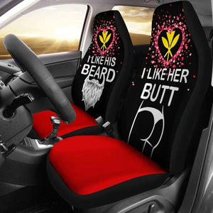 (Hawaiian) Kanaka Maoli Car Seat Covers Couple Valentine Her Butt - His Beard 105905 - YourCarButBetter