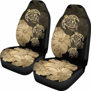 Hawaiian Map Turtle Hibiscus Gold Vintage Polynesian Car Seat Covers - New 091114 - YourCarButBetter