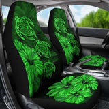 Hawaiian Map Turtle Hibiscus Green Vintage Polynesian Car Seat Covers - New 091114 - YourCarButBetter
