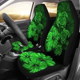 Hawaiian Map Turtle Hibiscus Green Vintage Polynesian Car Seat Covers - New 091114 - YourCarButBetter