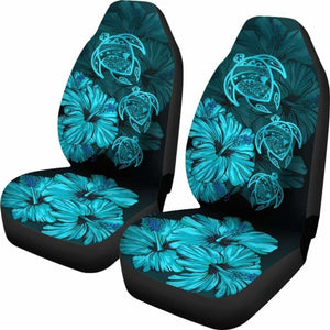 Hawaiian Map Turtle Hibiscus Turquoise Vintage Polynesian Car Seat Covers - New 091114 - YourCarButBetter