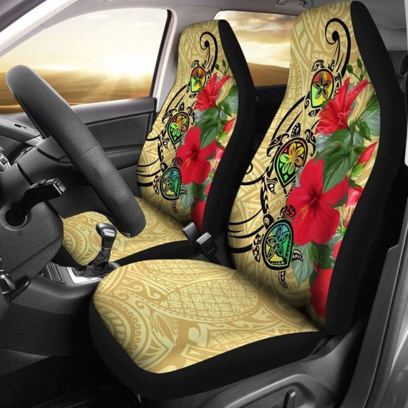 Hawaiian Marble Turtles Hibiscus Car Seat Covers (Set Of 2) - Ah 110424 - YourCarButBetter