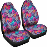 Hawaiian Tropical Exotic Leaves And Flowers On Geometrical Ornament. Car Seat Cover - 174914 - YourCarButBetter