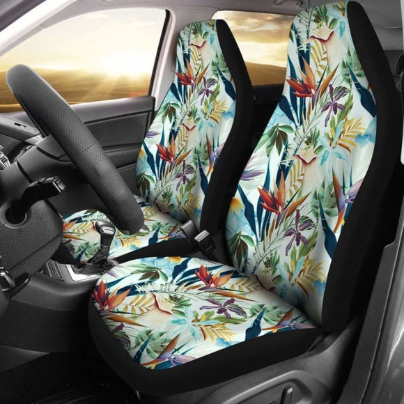Hawaiian Tropical Flower Plant And Leaf Pattern Car Seat Cover Amazing 105905 - YourCarButBetter