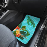Hawaiian Wave Hibiscus Watercolor Turtle Printed Car Floor Mats 211504 - YourCarButBetter