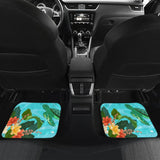 Hawaiian Wave Hibiscus Watercolor Turtle Printed Car Floor Mats 211504 - YourCarButBetter