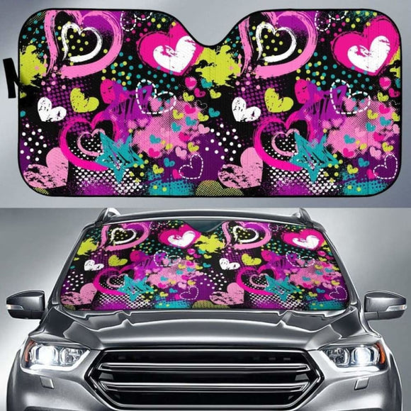 Heart Dot Wave Star Creative Design Pattern Car Auto Sun Shades 460402 - YourCarButBetter