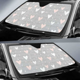 Heart Pattern Gray Background Car Auto Sun Shades 460402 - YourCarButBetter