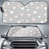 Heart Pattern Gray Background Car Auto Sun Shades 460402 - YourCarButBetter