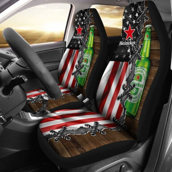 Heineken Car Seat Covers American Flag Beer Lover 195016 - YourCarButBetter