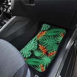 Heliconia Flower Palm Monstera Leaves Black Background Front And Back Car Mats 174914 - YourCarButBetter