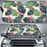 Heliconia Flowers Palm And Monstera Leaves Car Auto Sun Shades 182102 - YourCarButBetter