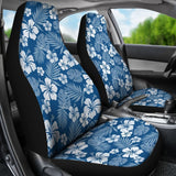 Hibiscus Car Seat Covers In Classic Blue And White Flowers Hawaiian Pattern 101819 - YourCarButBetter