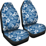 Hibiscus Car Seat Covers In Classic Blue And White Flowers Hawaiian Pattern 101819 - YourCarButBetter