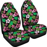Hibiscus Flower Car Seat Covers Hawaiian Pattern In Pink Green And Black 101819 - YourCarButBetter