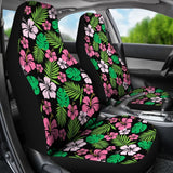 Hibiscus Flower Car Seat Covers Hawaiian Pattern In Pink Green And Black 101819 - YourCarButBetter