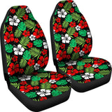 Hibiscus Flower Car Seat Covers In Red And Green Hawaiian Pattern Polynesian 101819 - YourCarButBetter