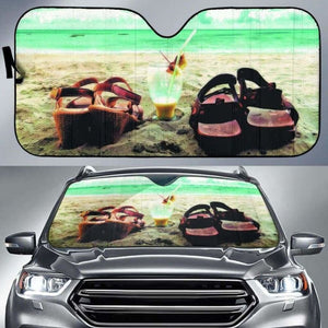 Him & Her On The Beach Car Auto Sunshades 102507 - YourCarButBetter