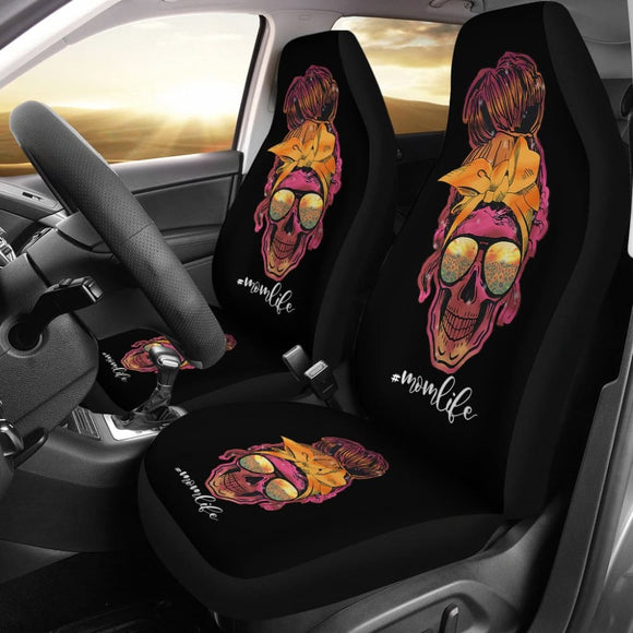 Hippie Skull Mom Mothers Day Bandana Sunflower Sunglass Car Seat Covers 212103 - YourCarButBetter